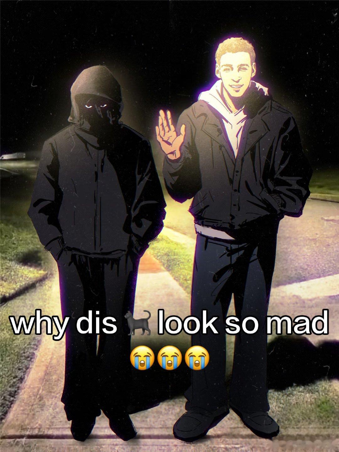 Why dis 🦌/🐈⬛ look so mad 😭😭😭 摸鱼了老梗。