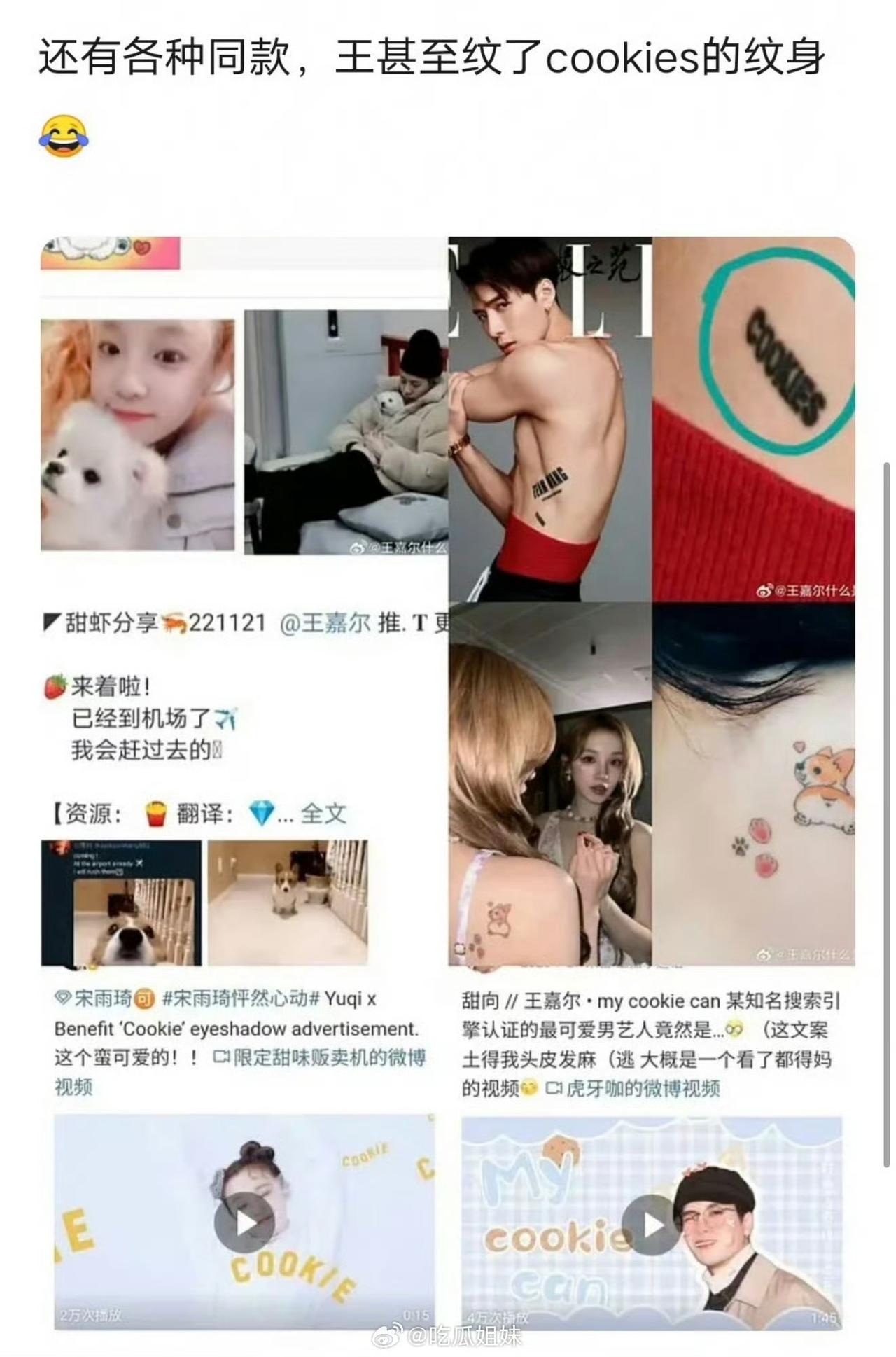 饭圈吃瓜脑洞真是越开越大，王嘉尔肋骨的cookies纹身，被网友扒出对标宋雨琦粉