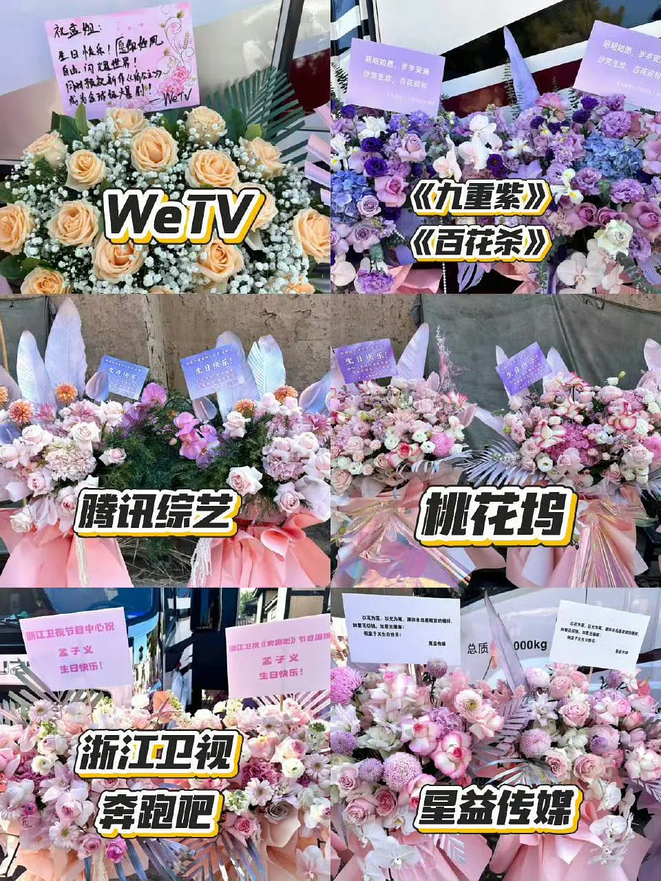 各平台、品牌方、剧组给孟子义送的生日花篮一直走花路吧🥰 