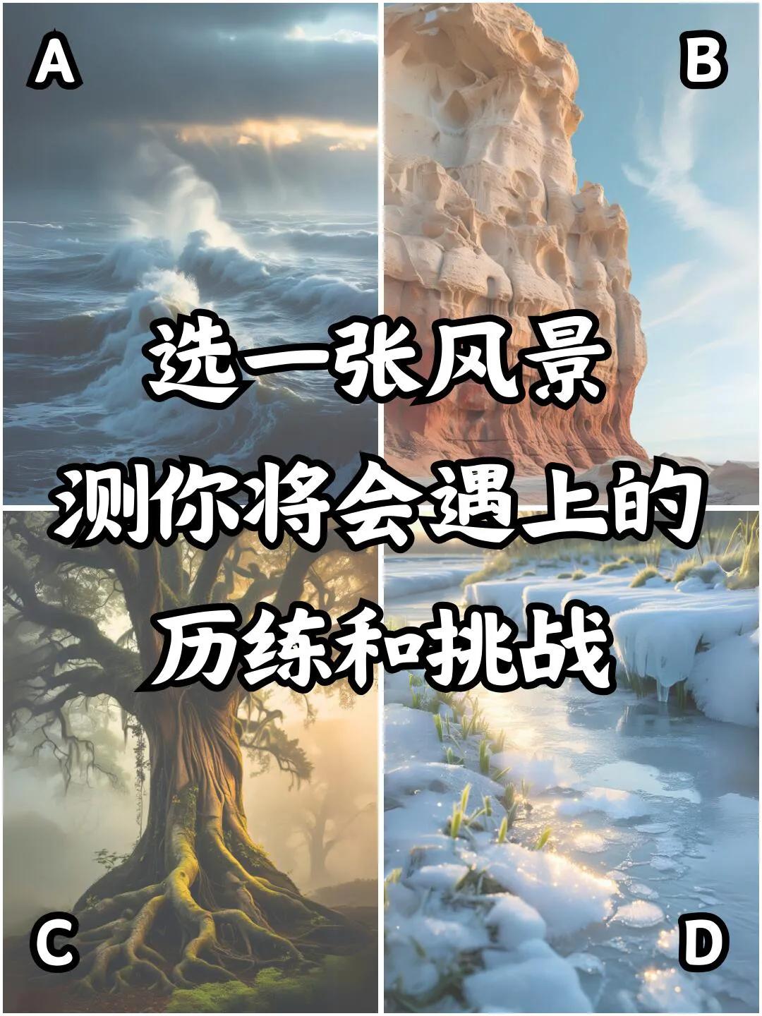 心理测试│
测你将会遇上的历练和挑战
选择一幅你觉得好看的风景？？
看看你将来会