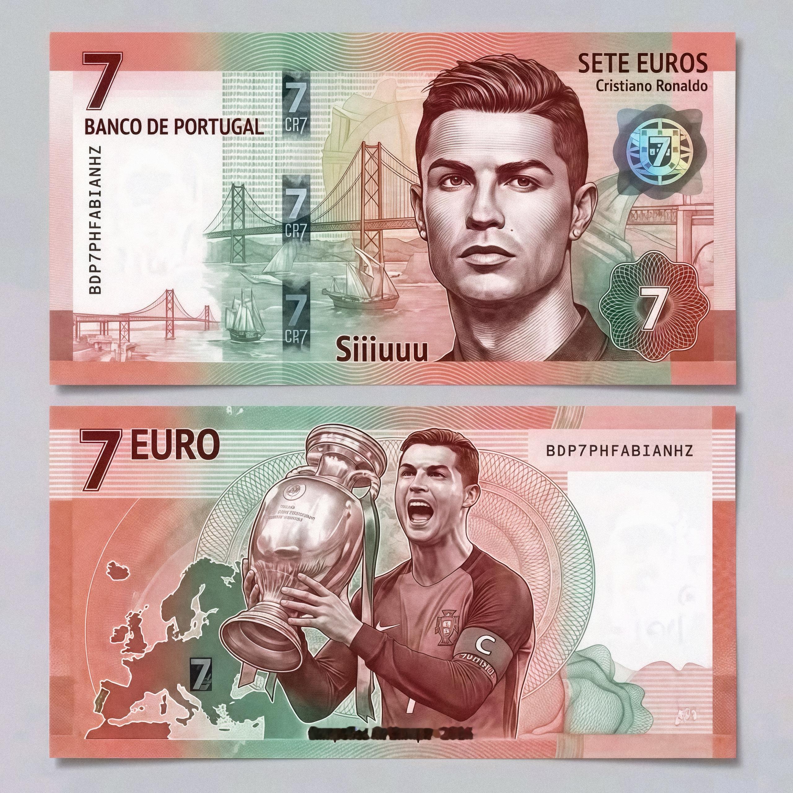 C罗C罗日常 🛑 葡萄牙银行否认有关发行7欧元纸币以纪念传奇球星克里斯蒂亚诺·
