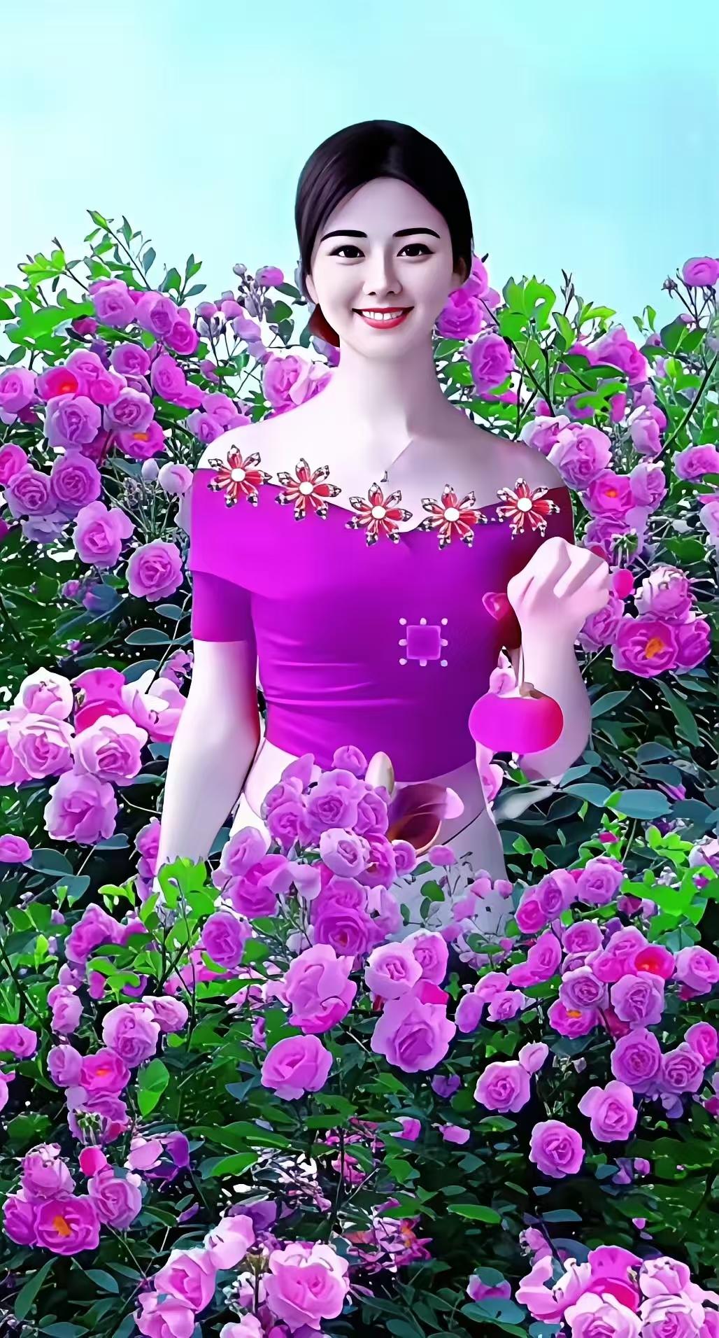 塞鸿秋·花海仙子
紫裙漫舞霞晖映，
粉花娇颤香魂凝。
幽林香溢蜂蝶竞，
曲径影浮