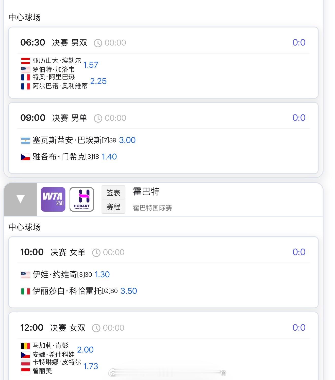 【1 月 17 日比赛赛程+直播赛程】10:00安德列娃vs姆博科10:00约维