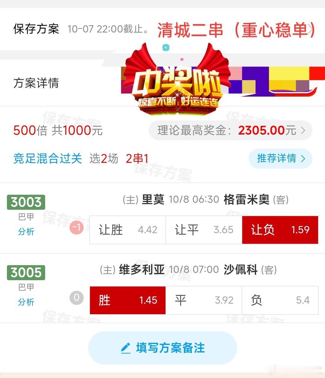 今天的清城二串重心，昨天的拿下了赫尔辛基vs瓦萨桑托斯vs弗拉门戈弗鲁米嫩塞vs