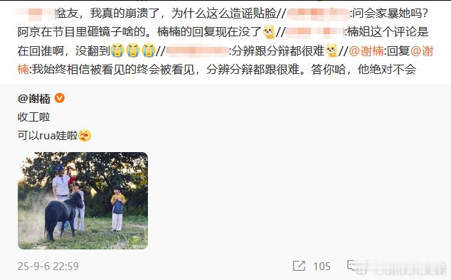 谢楠称吴京绝对不会家暴 好像有网友在评论区问吴京会家暴吗？谢楠回复：“我始终相信