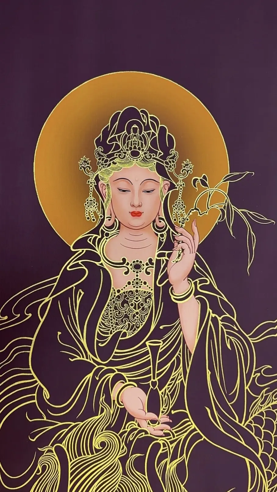 观音菩萨描金画像