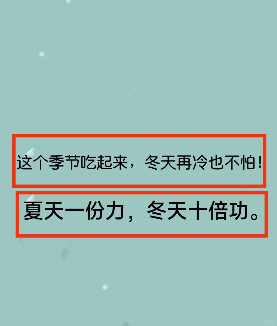 夏天吃起来，冬天也不冷