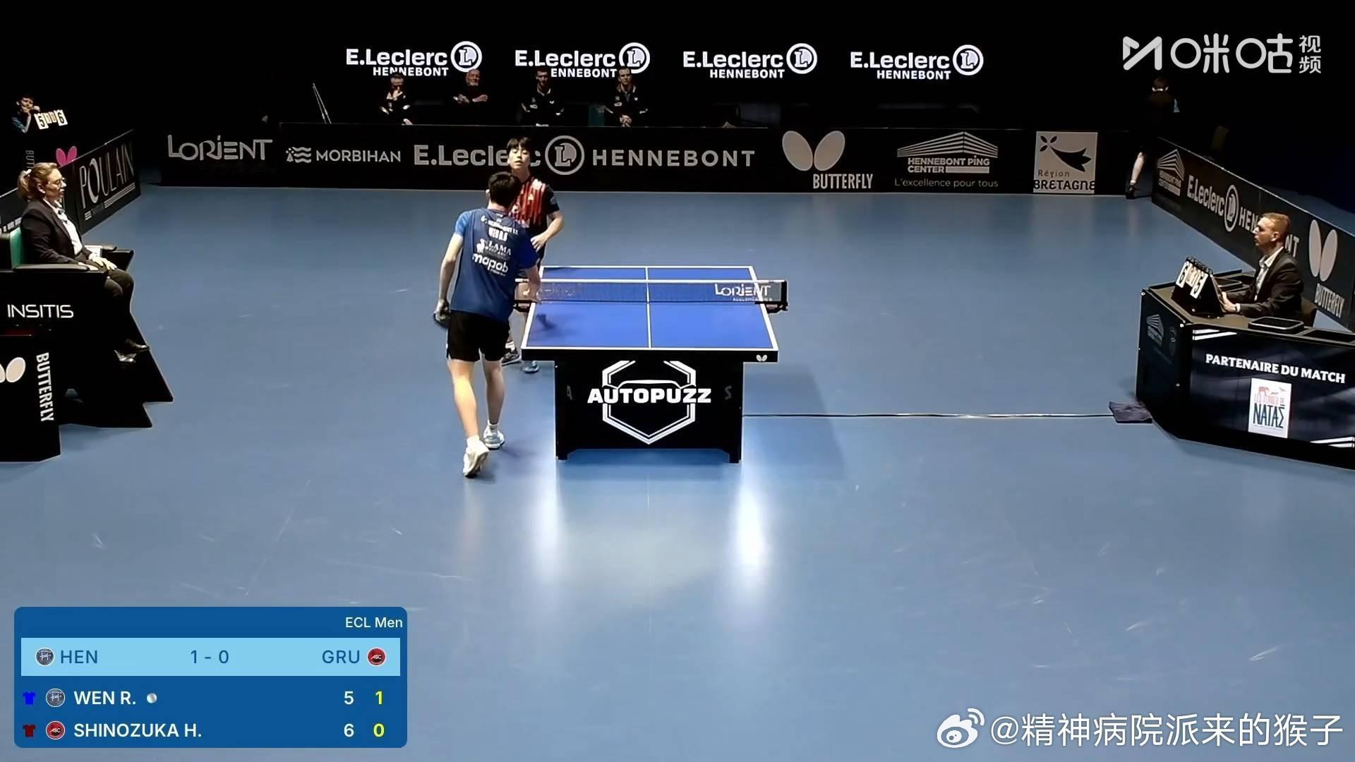 温瑞博3比1筱塚大登（6，7，-11，9）第三盘：西蒙高茨VS阿波罗尼亚亨尼邦二