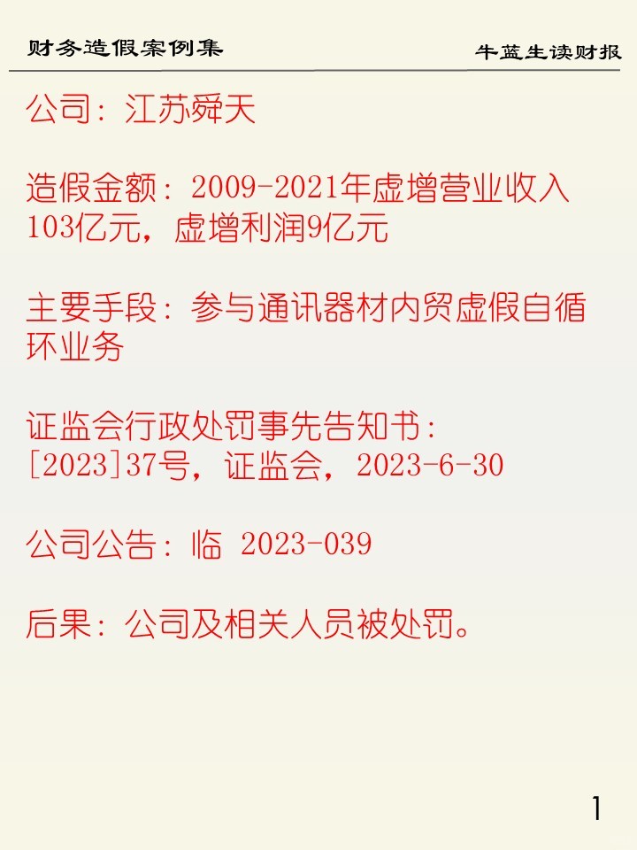 财务造假案例集 | A2江苏舜天