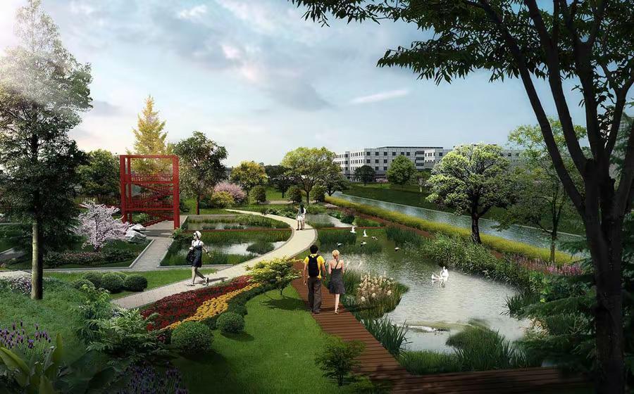 湿地公园景观设计案例效果图。在湿地公园景观设计中，功能分区设计是统筹生态保护、科