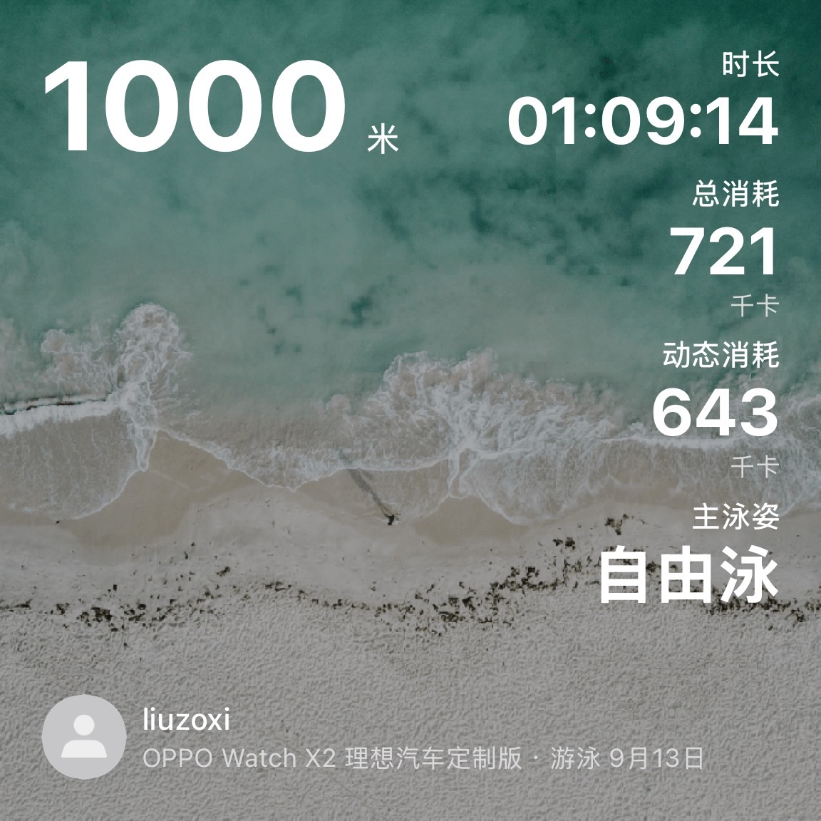小游 1000m，我想再进阶一下，学学蝶泳了[笑cry] ​​​