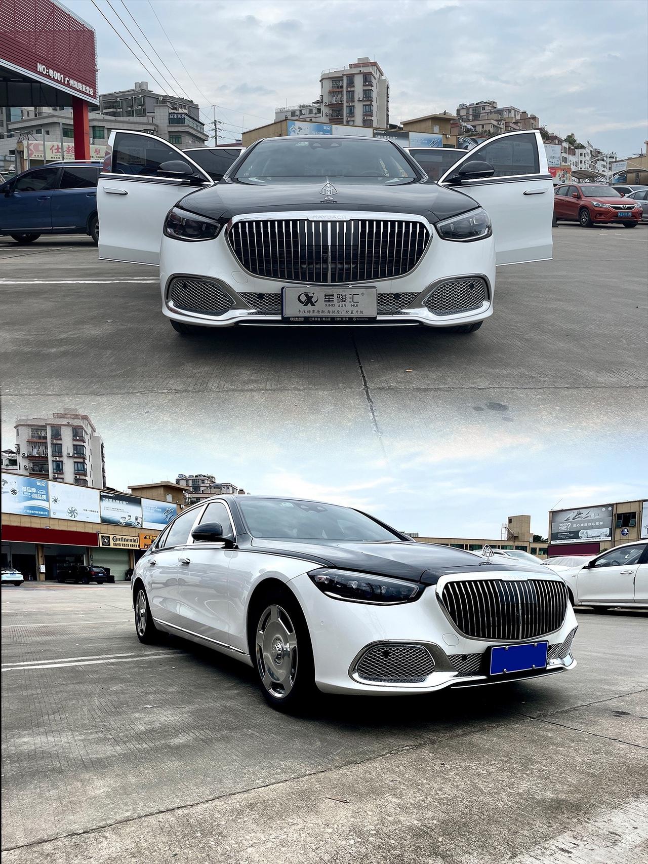迈巴赫S480升级680前杠镀铬格栅，20寸大屏轮毂，旋转高音，主动式氛围灯，核