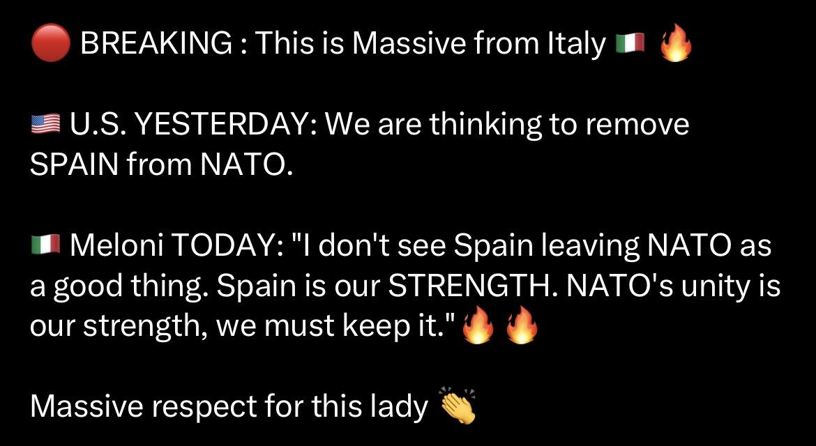 突发消息：来自意大利的重磅消息 🇮🇹🔥
🇺🇸 美国昨日表态：我们正考虑