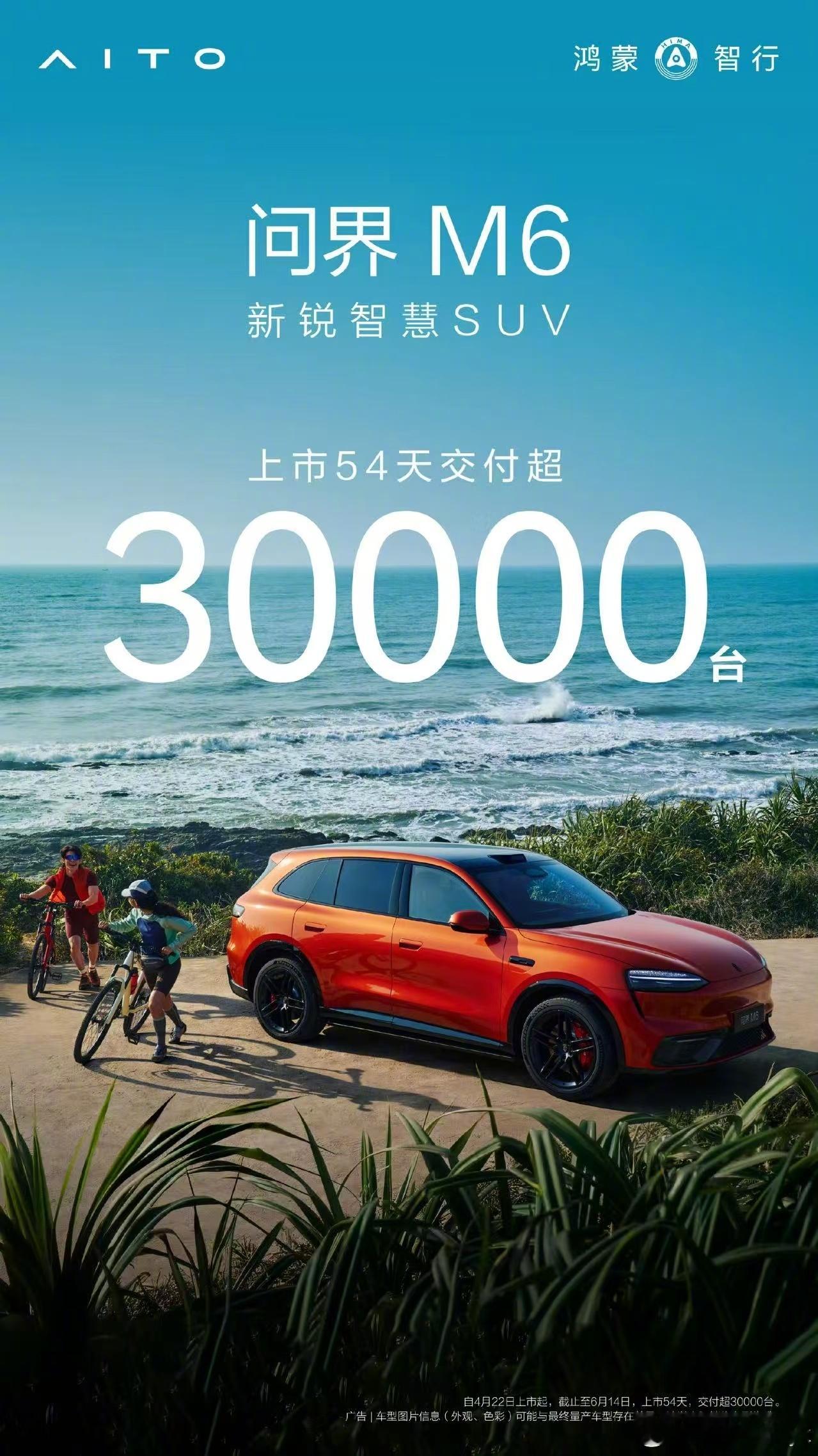 23万纯电SUV卷王问界M6累计交付破3万台，新增纯电Max版（22.98万起）