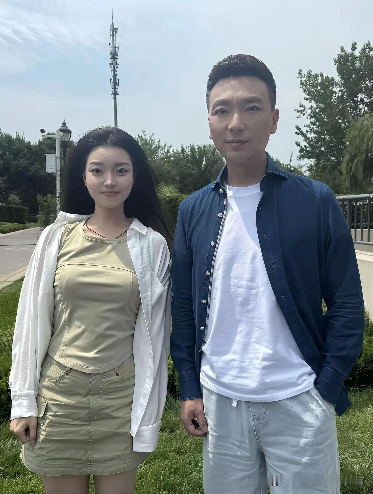 康辉如今都五十多岁了，看着还是那么年轻帅气，岁月没在他身上留下多少痕迹。他旁边的