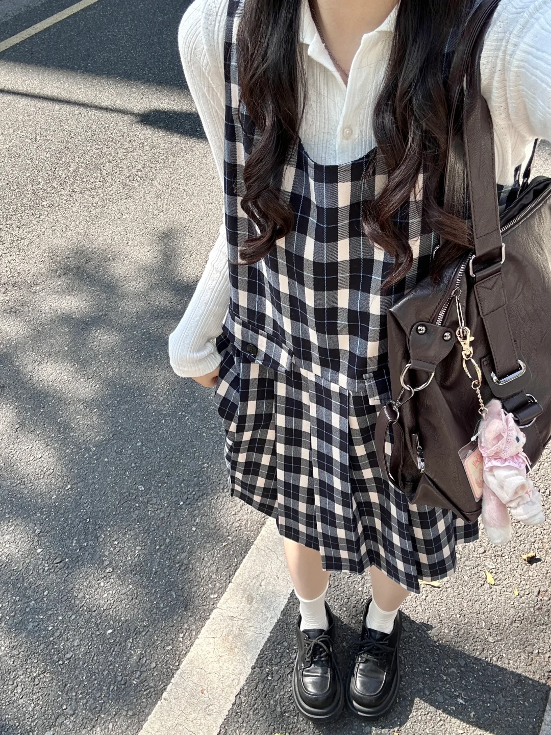 Bm针织和学院格子裙