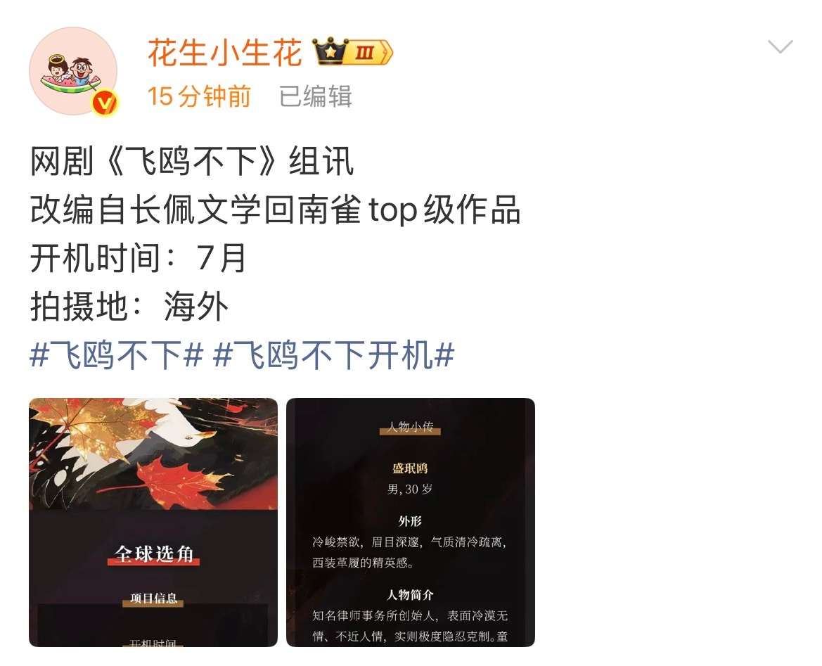 环大陆闹麻了。。。《飞鸥不下》也要影视化了飞鸥不下 影视化 飞鸥不下确认影视化