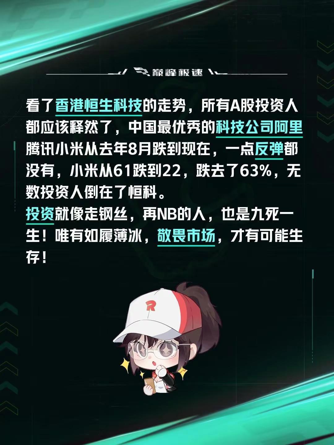 看了香港恒生科技的走势，所有A股投资人都应该释然了，中国最优秀的科技公司阿里腾讯