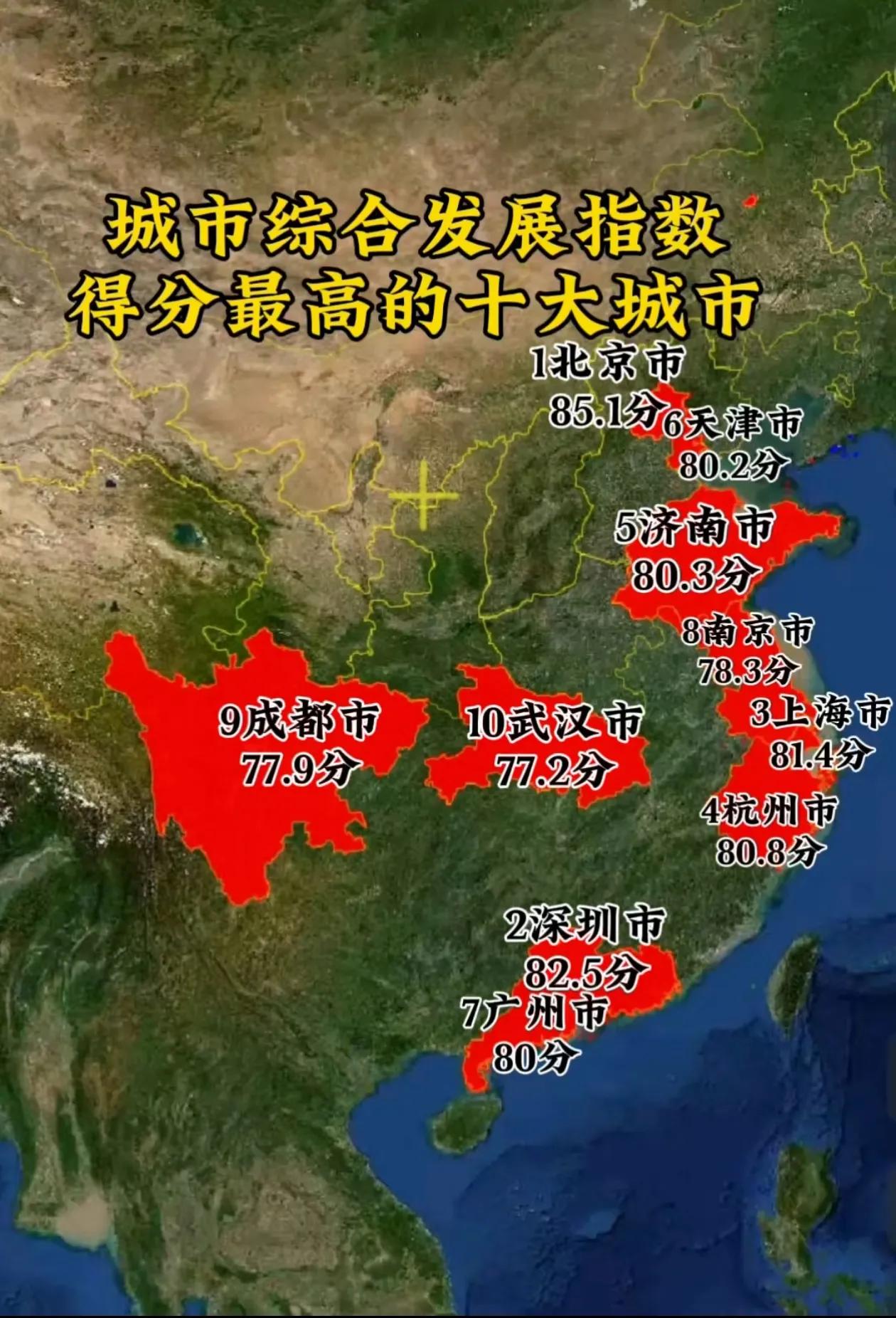 全国十大城市综合发展指数深圳位列第二
