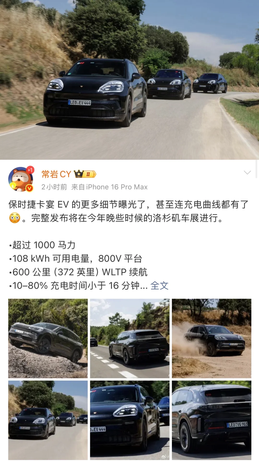 纯电卡宴长这样…