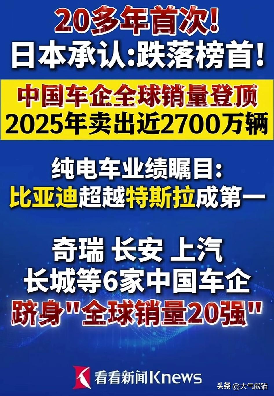 日媒感叹，还是被中国车企超越了！
根据日本经济新闻的报道，2025年，日本车企全