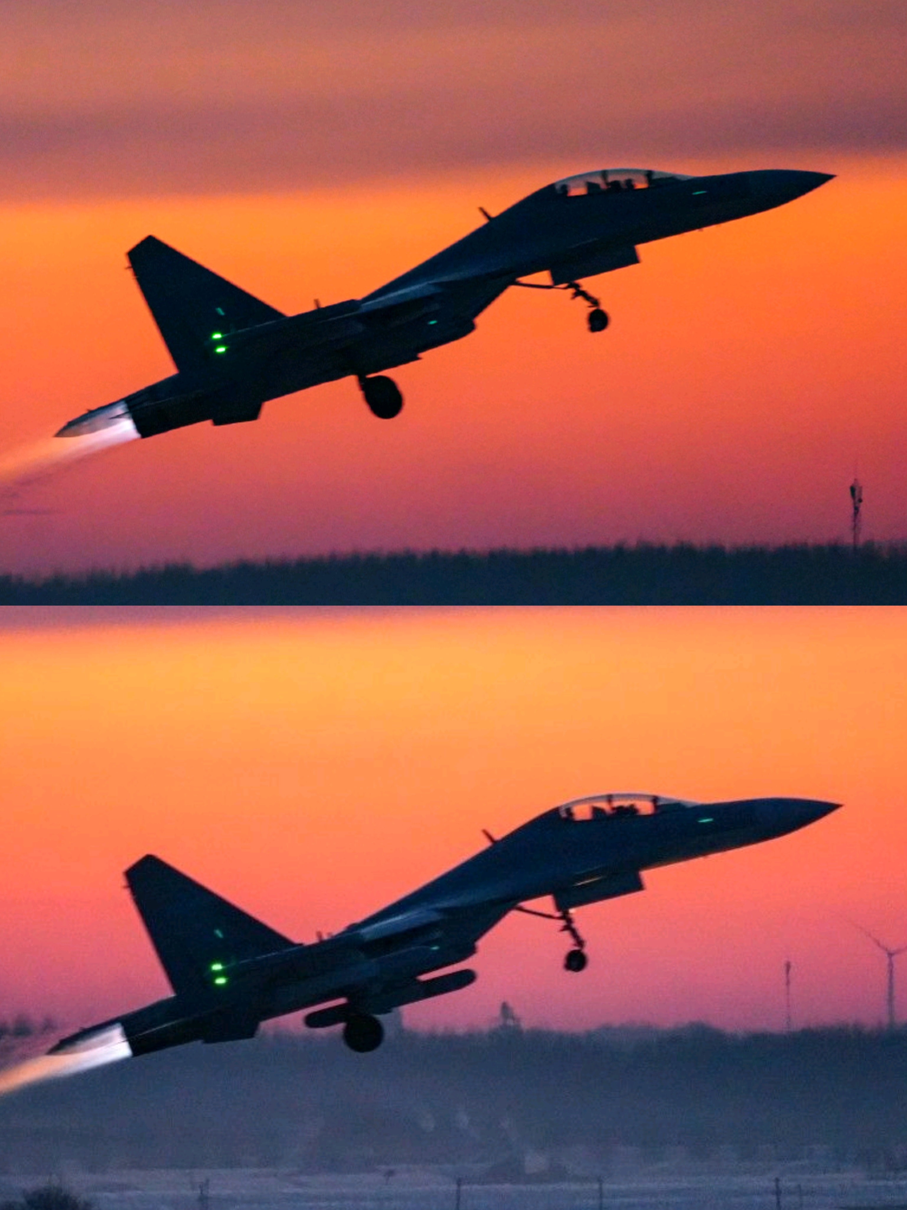 同角度丨电石榴起飞“北疆海东青”的两架歼-16D翼尖吊舱不够，那就再加烽火问鼎计