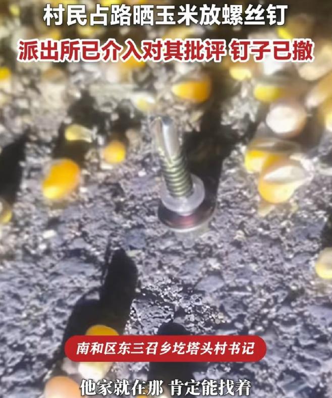 坏到骨子里！河北邢台，一村民为了方便自己晒玉米，不仅私自霸占整条村道，甚至还恶意