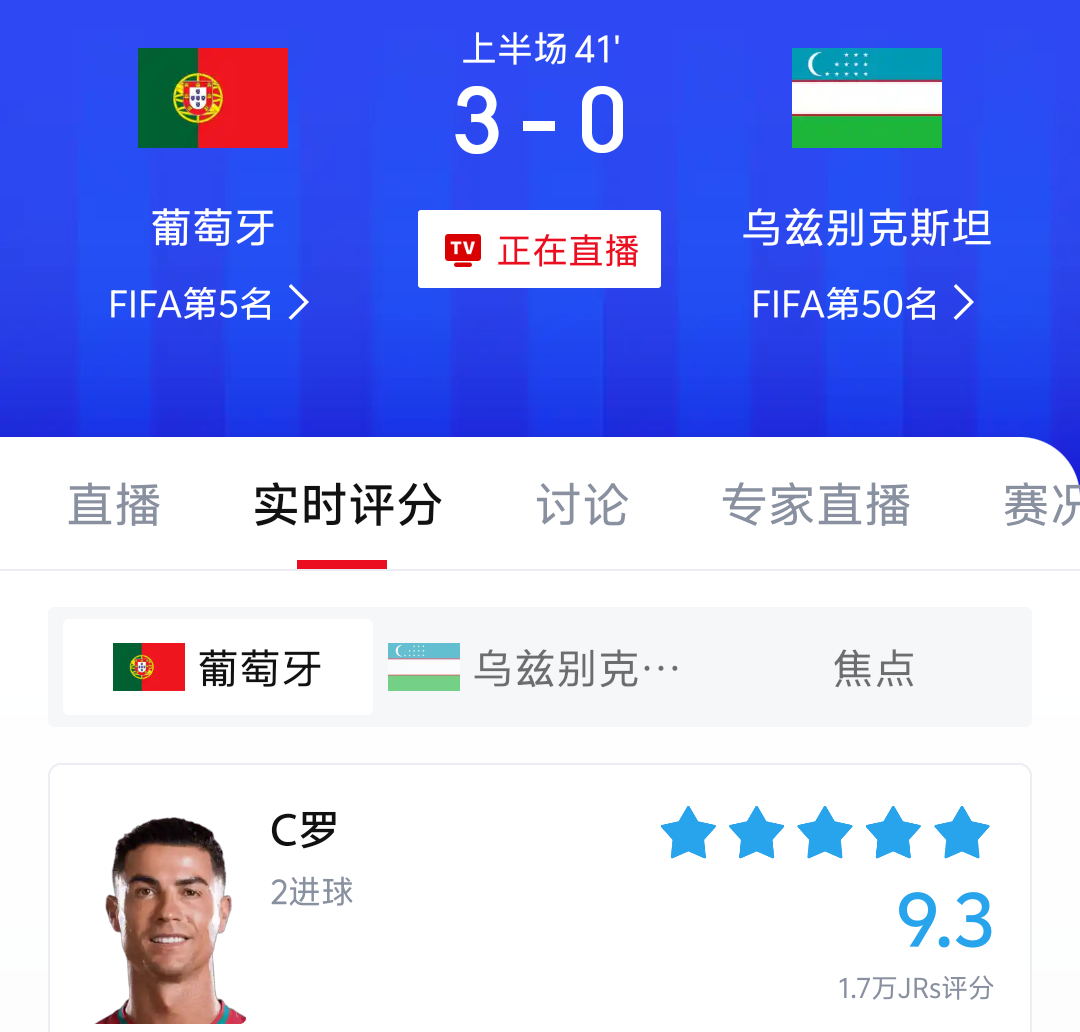 C罗:今天我想来大四喜