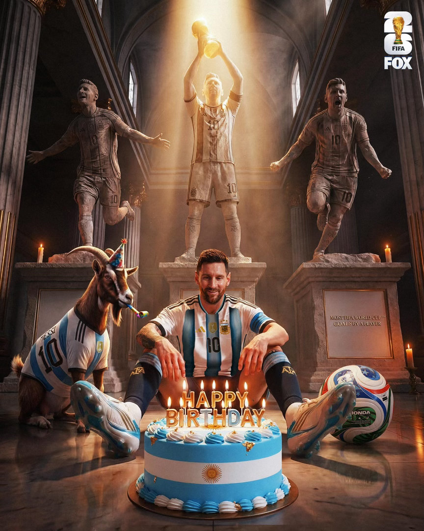 ❣️FOX体育祝梅西0624生日快乐 “The GOAT turns 39 to