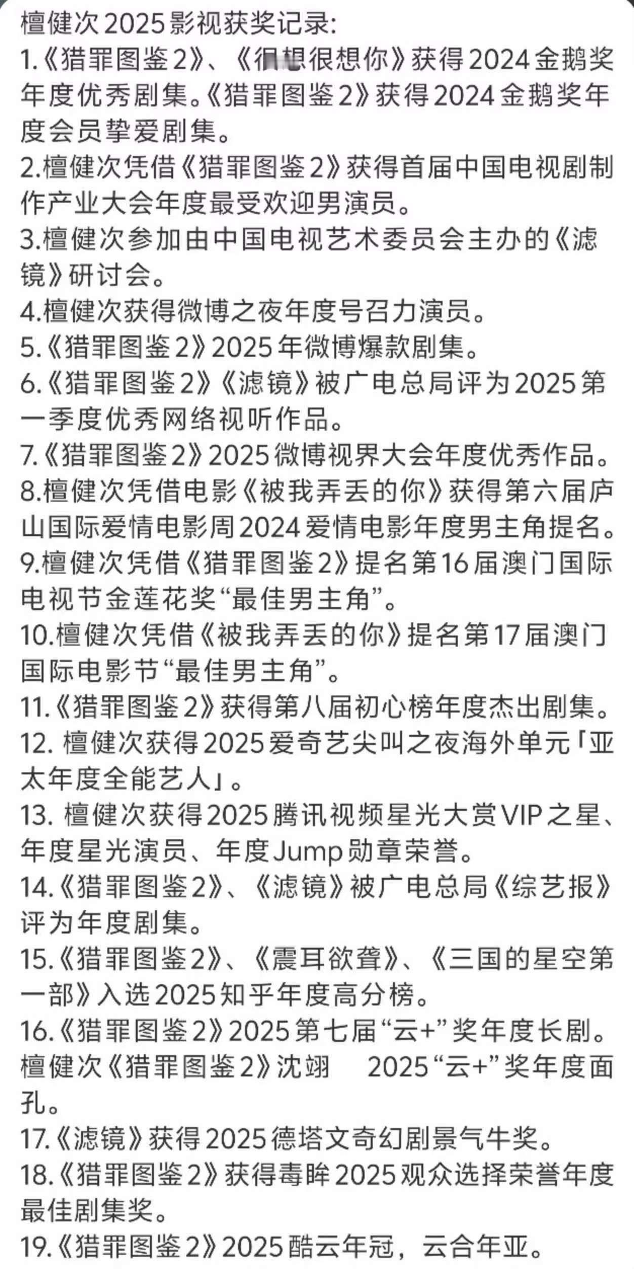 檀健次2025年影视获奖记录檀健次2025影视获奖檀健次2025年影视获奖记录，