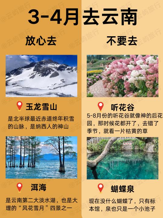 3-4月去云南旅游♥必须去VS不建议去！