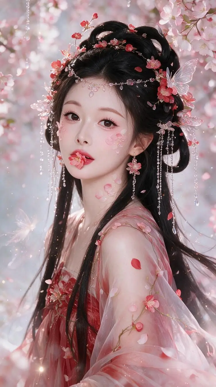 AI海棠花神仙韵写真 ai创作全新升级 花神之桃花花神 古风的完成度还...
