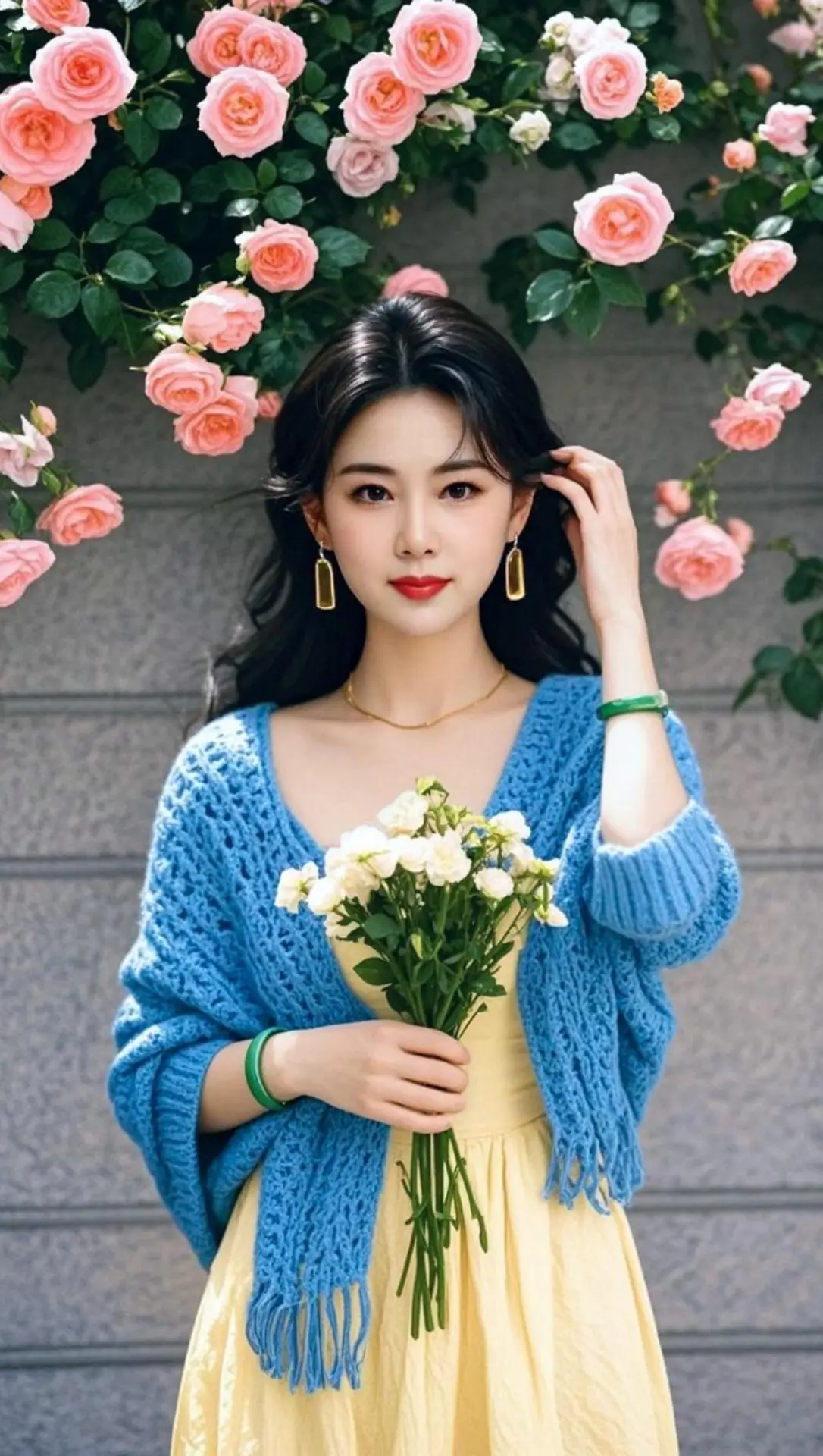 AI蓝披花束影 随变ai随便玩