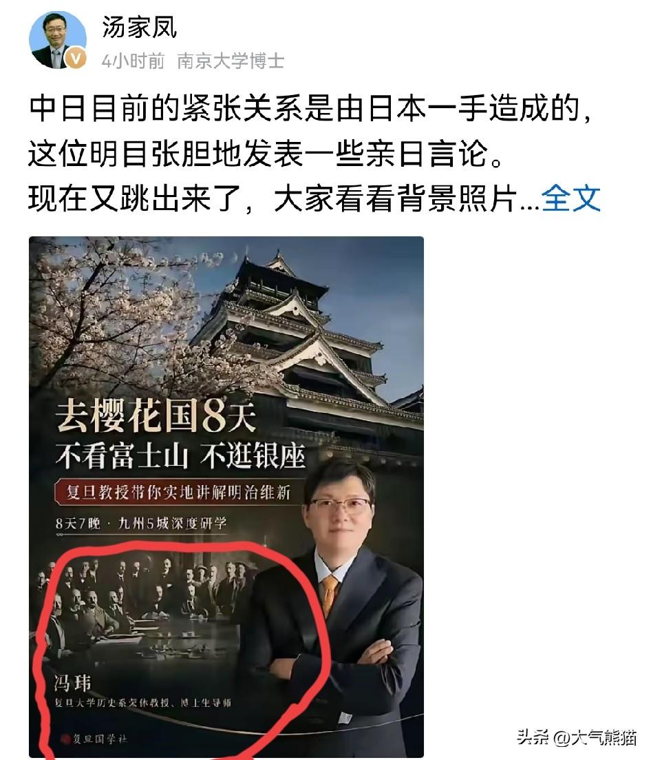 拿辛丑条约照片做赴日研学海报，实在让人没法接受。
这一次，前复旦退休教授冯玮又在