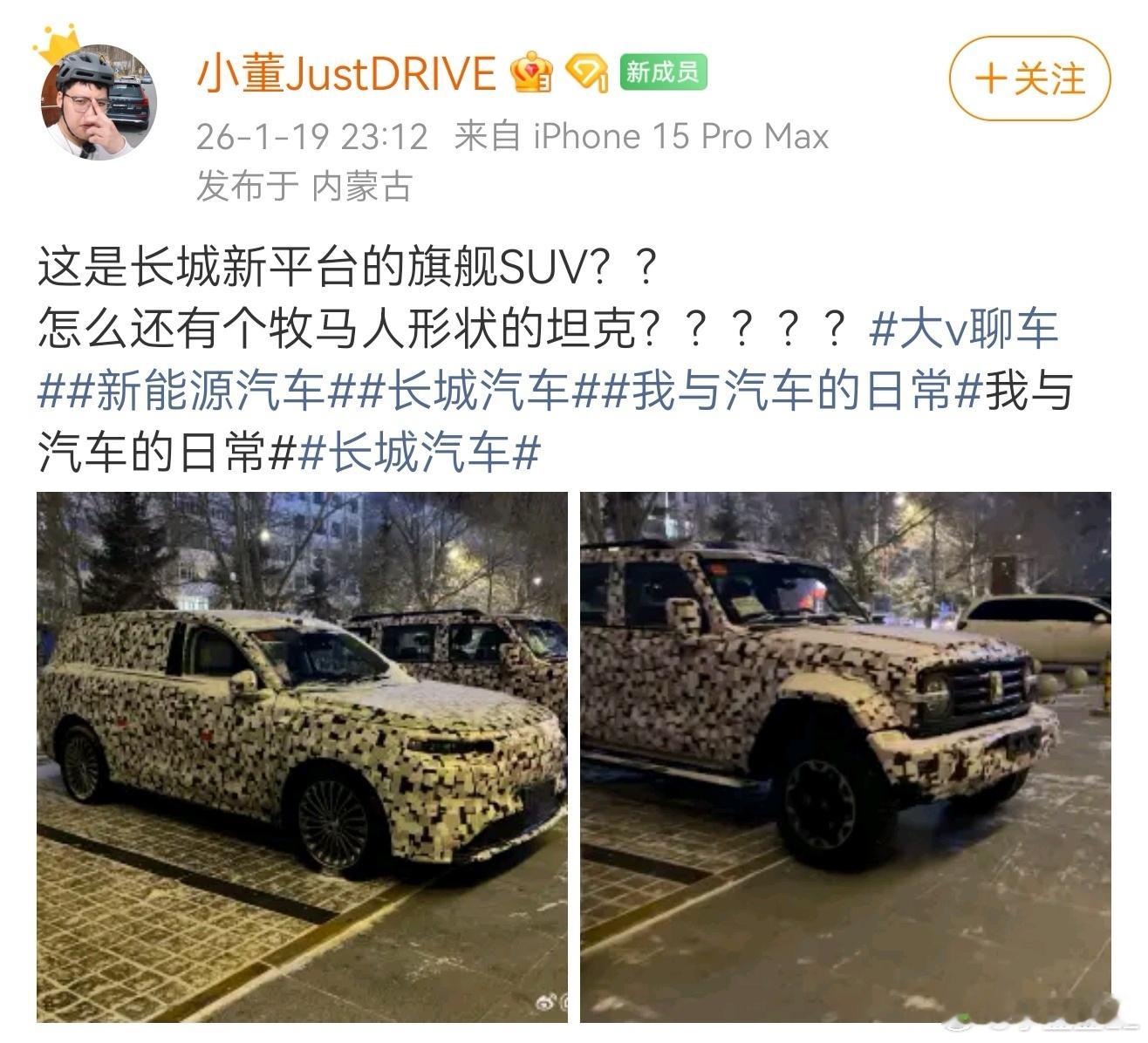 一个是魏牌的9系旗舰SUV。400公里左右的WLTC纯电续航。带后轮转向。另一个