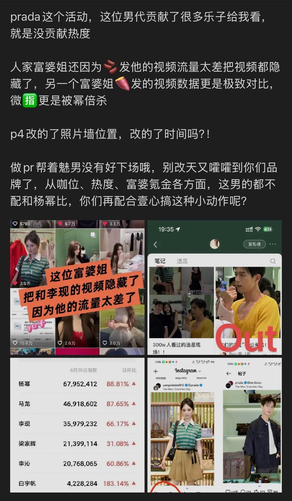 网友发现壹心联动Prada的pr改了照片墙，看这发表时间的确是改了