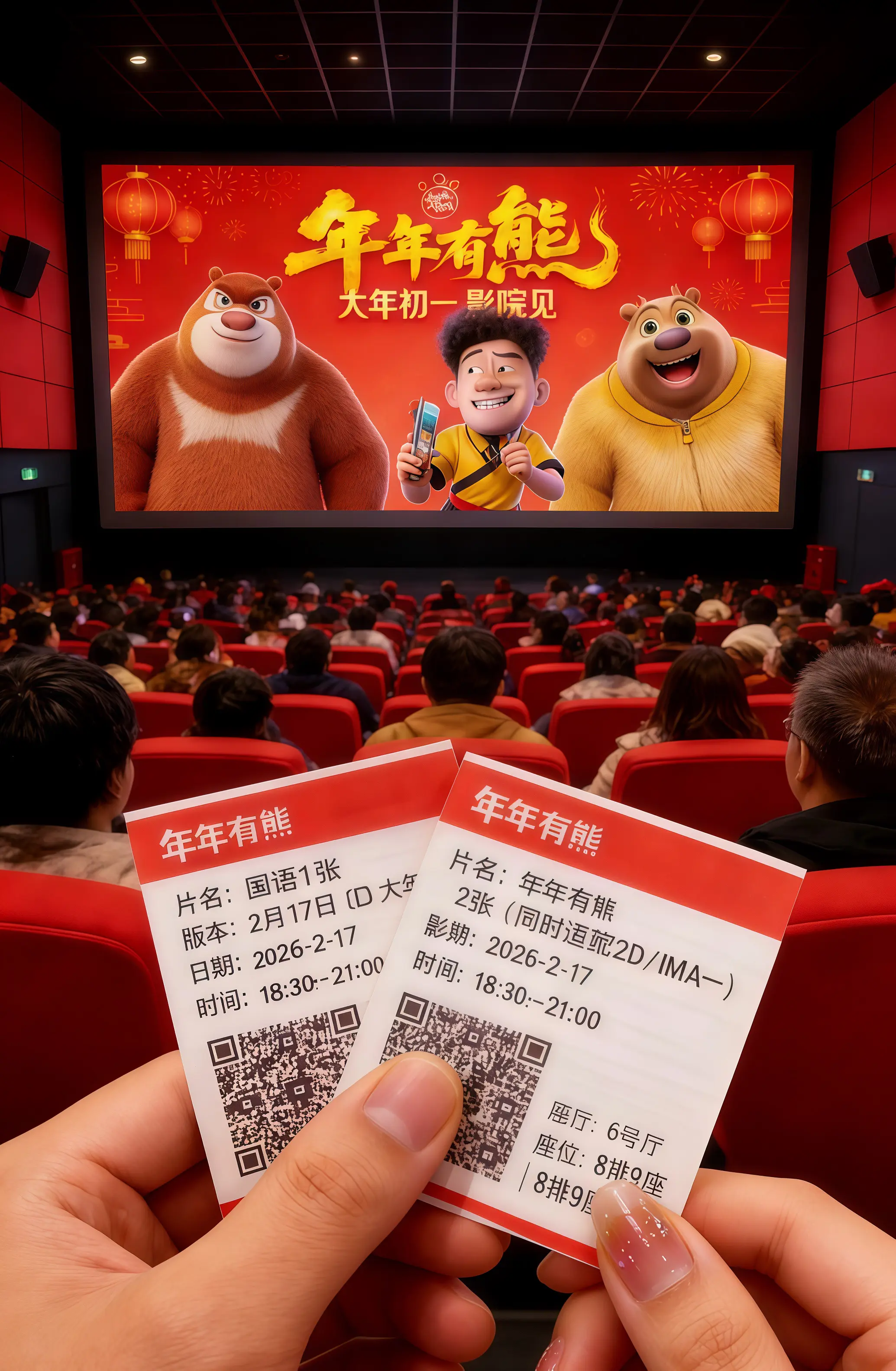 大年初一，带上孩子老公爆米花🍿去看熊出没，孩子一定很开心