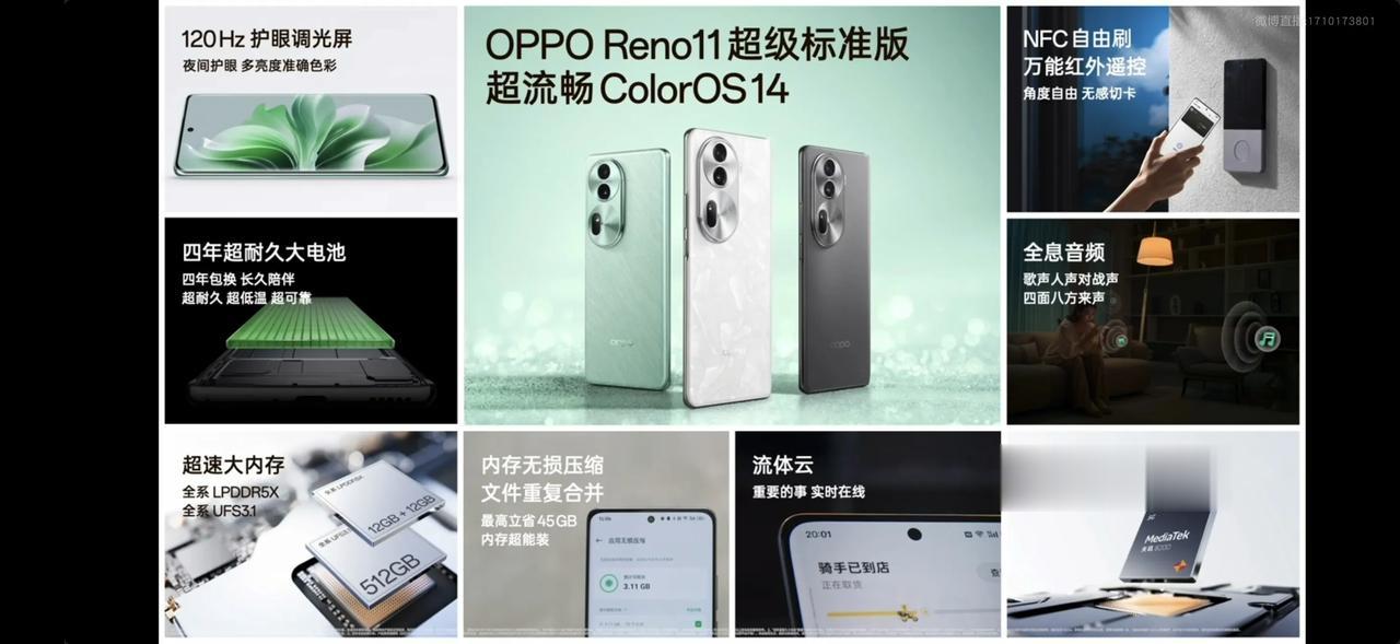 OPPO Reno11系列发布，详细的参数给大家整理出来了，具体如下：

1.标