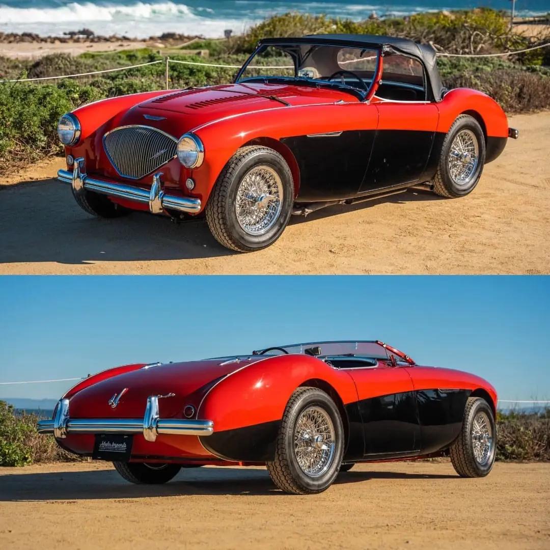 1956 年的 Austin-Healey 100M BN2，是战后英国对速度与