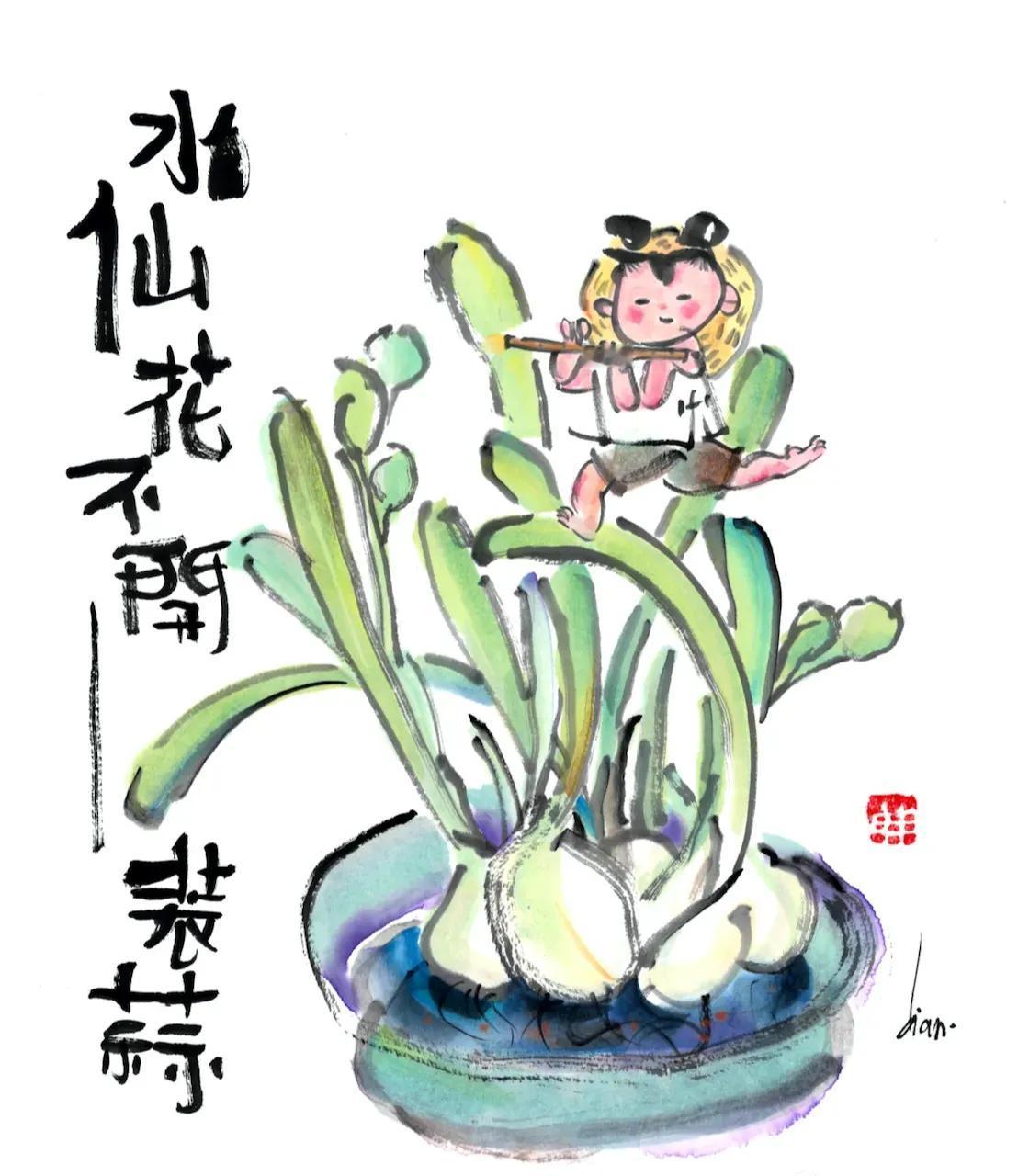 画里有话，精辟的歇后语，风骚又犀利！

“水仙花不开 —— 装蒜” 是一个极为形