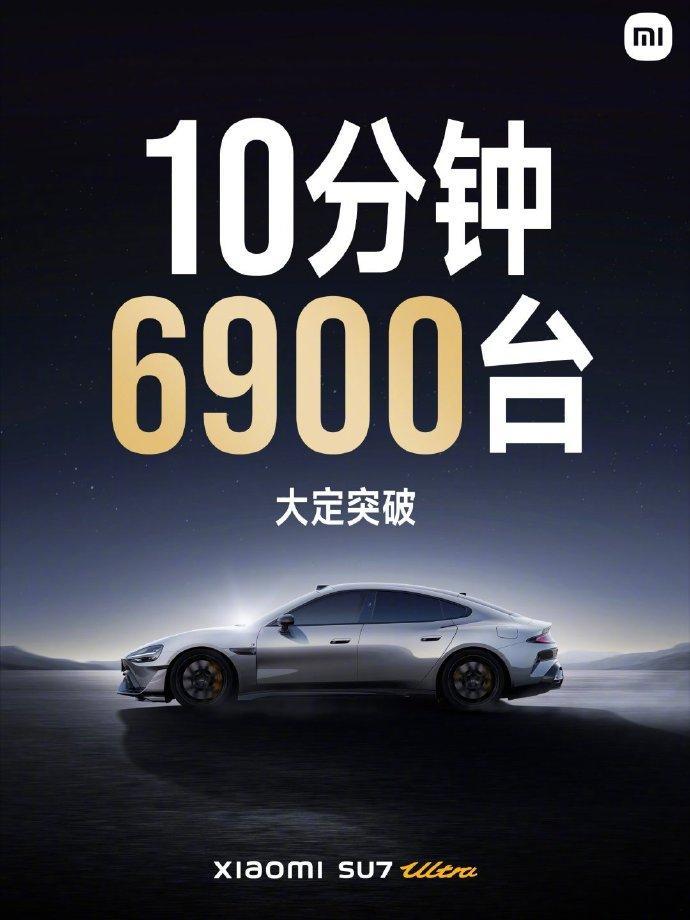 小米 SU7 Ultra战报！10分钟大定突破6900台，里面有我一台[doge