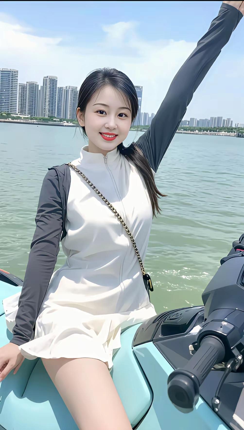 轻舟逐浪逐，笑语逐风轻。