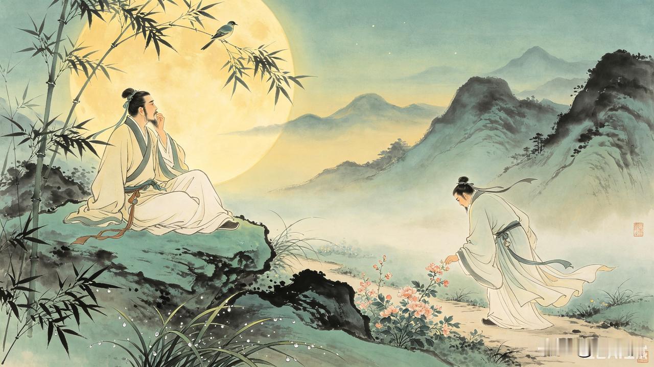 上联：独坐山间听鸟语
下联：闲行月下赏花香