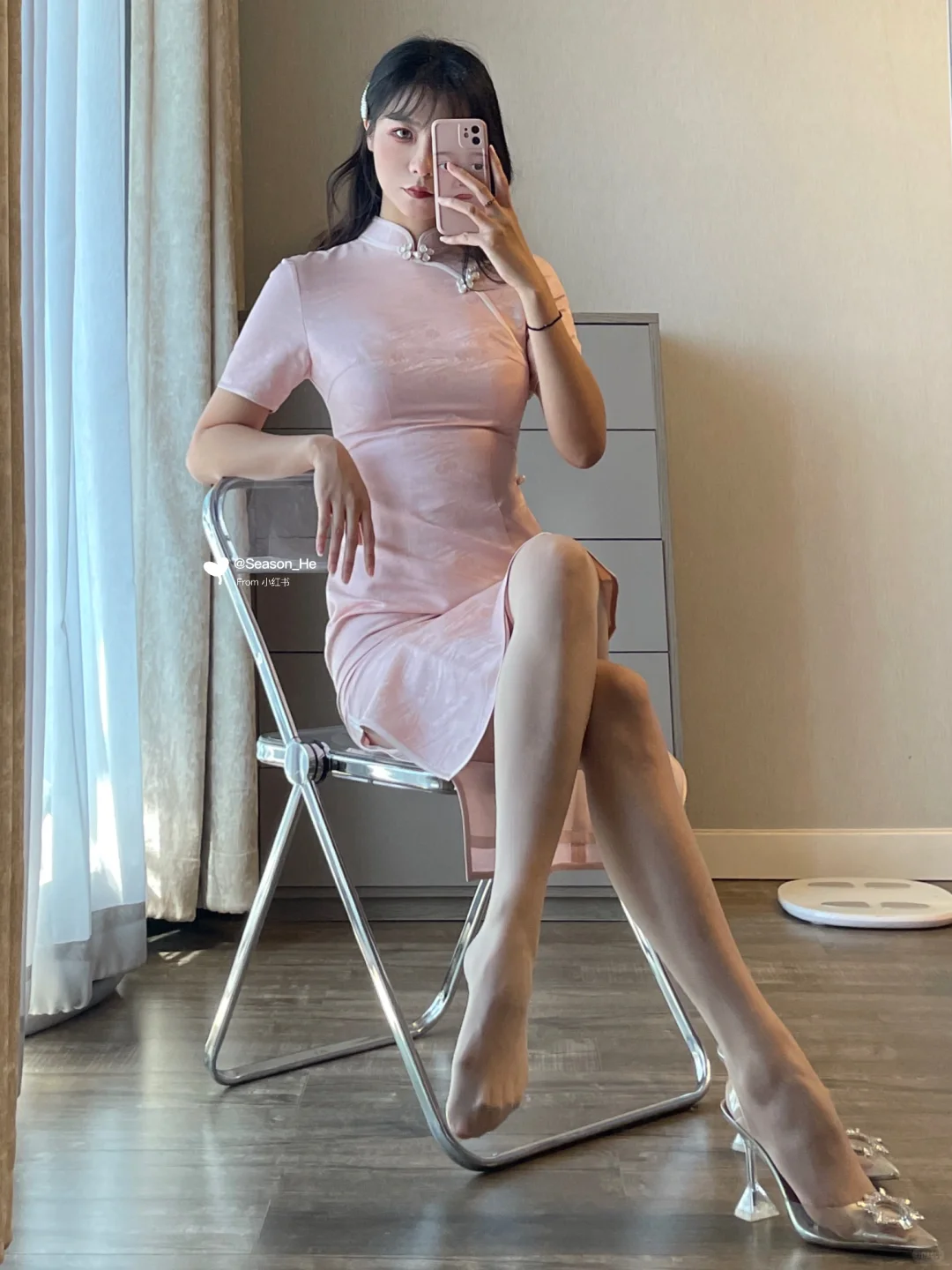 168/108斤 粉色旗袍穿搭 今天是国风姐姐