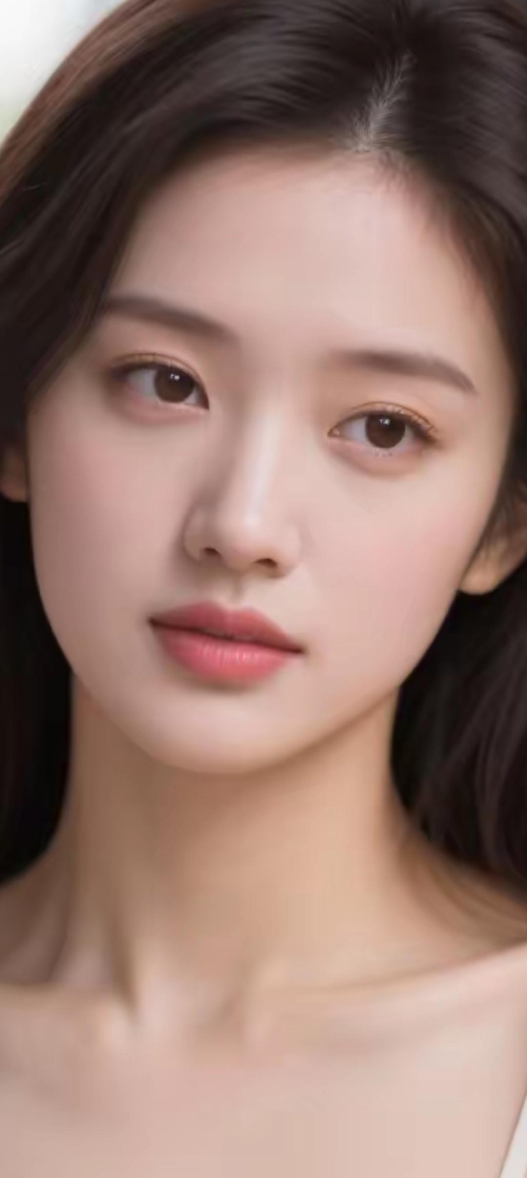 温柔甜美的少女，白皙肌肤，自然妆容，散发着清新自然的魅力。