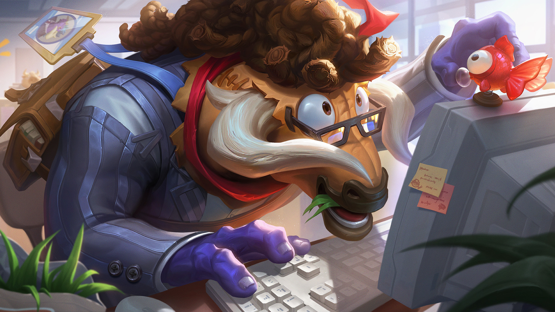 LOL手游新皮肤 朝九晚五 阿利斯塔，越塔需谨慎 潘森原画（高清版）英雄联盟