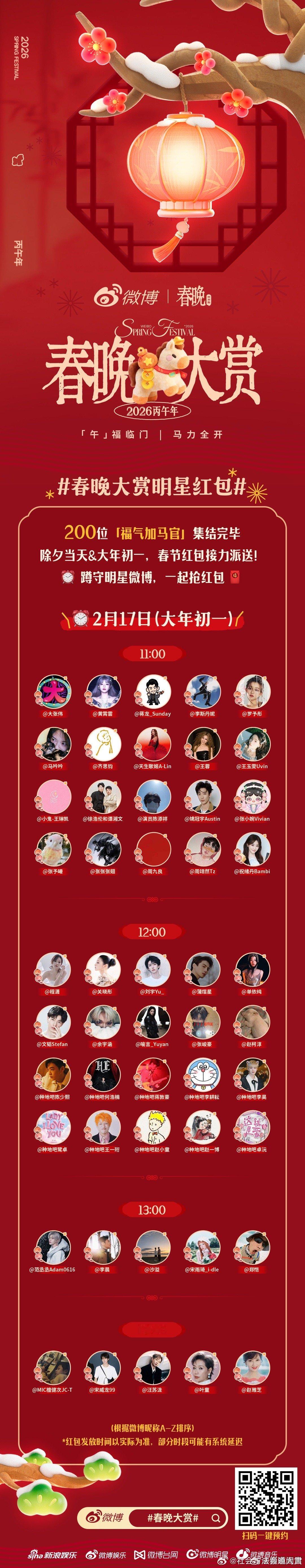 阎肃观察肃言肃语 红～包～来～啦～谁还敢离开春晚大赏半步除夕当天&大年初一明星红