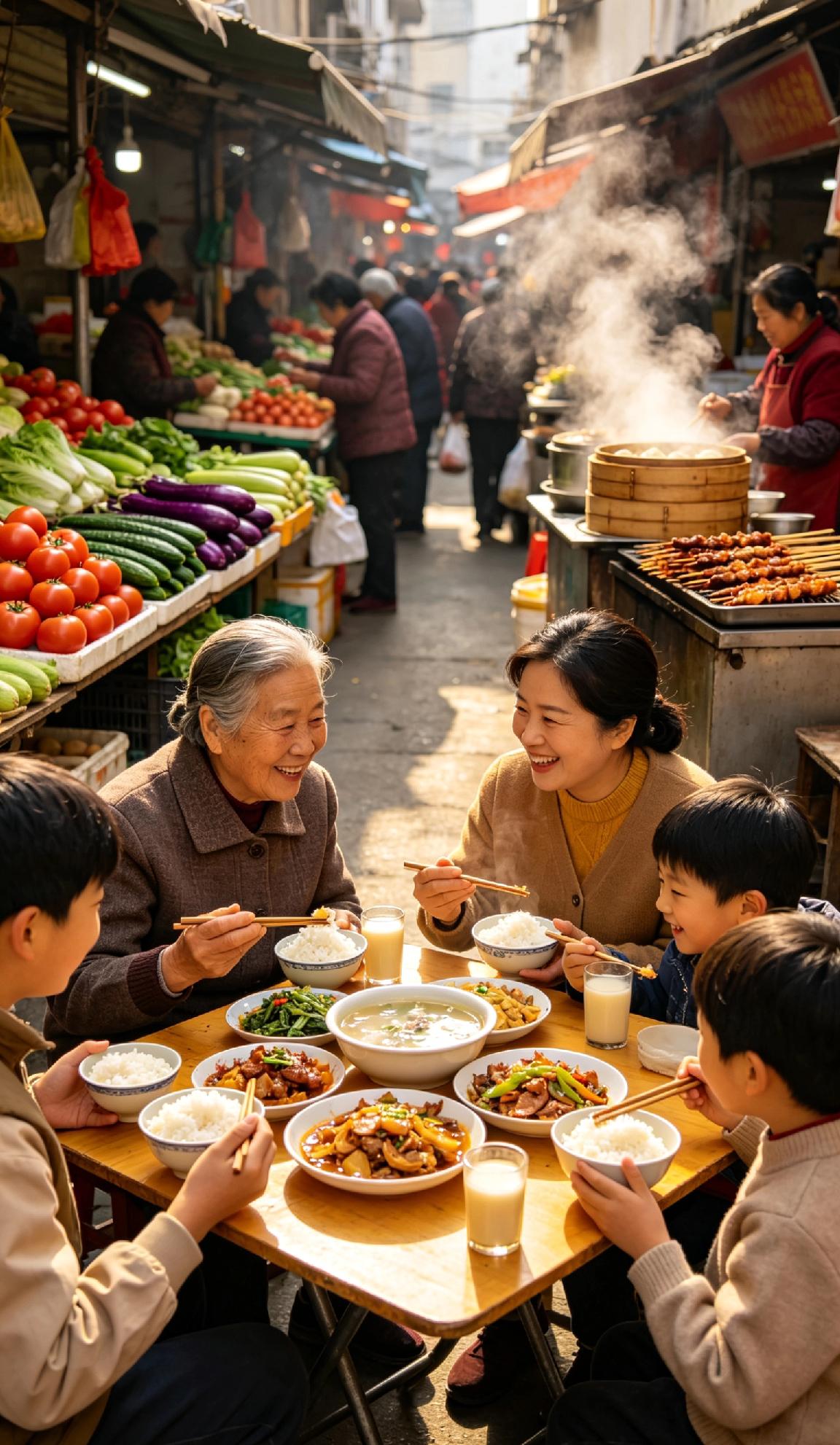 人间烟火气，最抚凡人心。市井长巷，聚拢来是烟火，摊开来是生活。菜市场的新鲜蔬果，