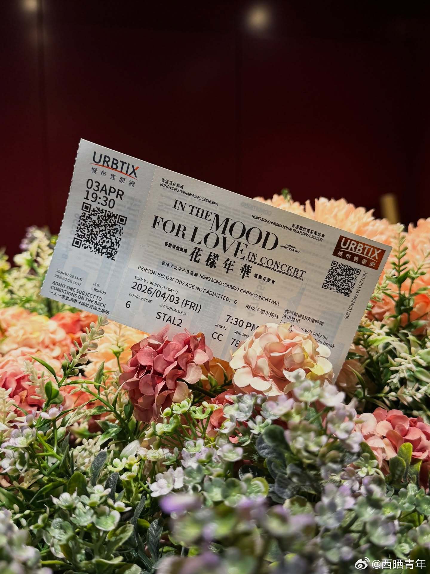 近日，《花样年华》电影音乐会亚洲首演结束。香港文化中心音乐厅的灯光暗下来，大银幕