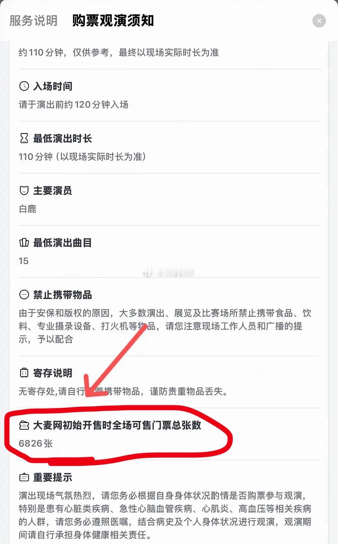 不可能吧，白鹿演唱会一开大麦就放了6000多张？？那粉丝吹什么秒售罄，6000多